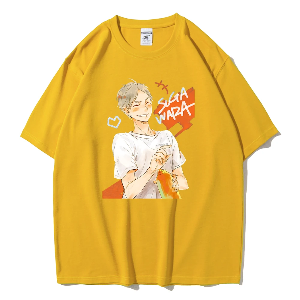 

Футболка Haikyuu Sugawara Koushi Мужская, модная свободная футболка, дышащая Повседневная летняя футболка, модные мужские топы из 100% хлопка