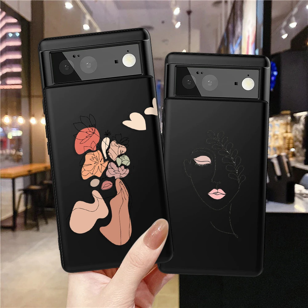 

Line Design Flower Women Case for Google Pixel 7Pro 7 6a 6 6Pro 4XL 4 4a 2 2XL 3 3XL 3a 3aXL 5 5a 5G Soft TPU Covers Fundas