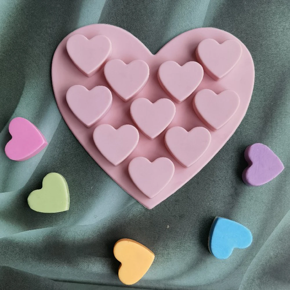 

10 holes Romantics Heart-shaped Silicone Cake Mold for Chocolate Desserts Pudding Cakes Baking Moulds Decorating kitchen Tools