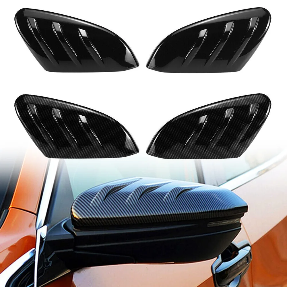 

Glossy Black 2pcs Car Side Door Rear View Mirror Cover Cap Add-on For Honda For Civic 2016-2020 Car Rearview Mirror Cap Covers