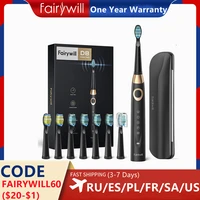 fairywill electric sonic toothbrush 5 modes replacement heads waterproof travel case powerful cleaning soft heads toothbrush set