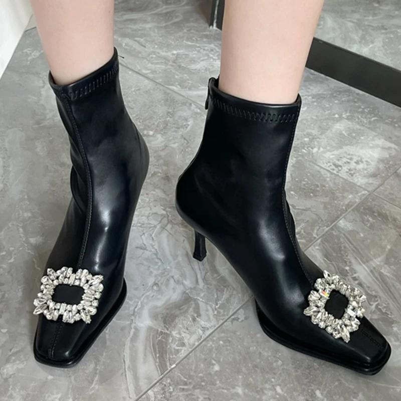 

Женские полусапожки Челси 2022 года, современные резиновые ботинки, женская обувь, модные туфли-лодочки в западном стиле на тонком каблуке