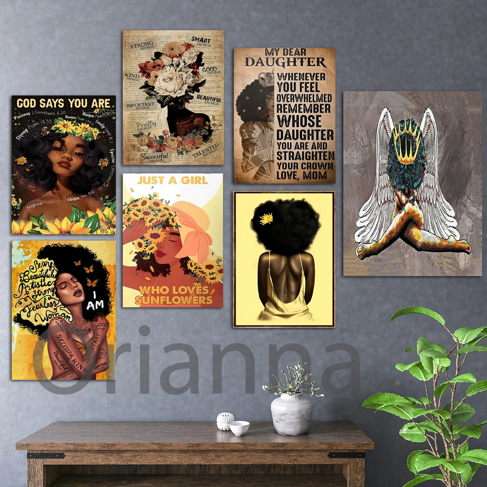 

I Am Black Queen Canvas Black Women Poster Black Wall Art Afro Women Art African American Queen Art Prints Afro Girl Home Decor