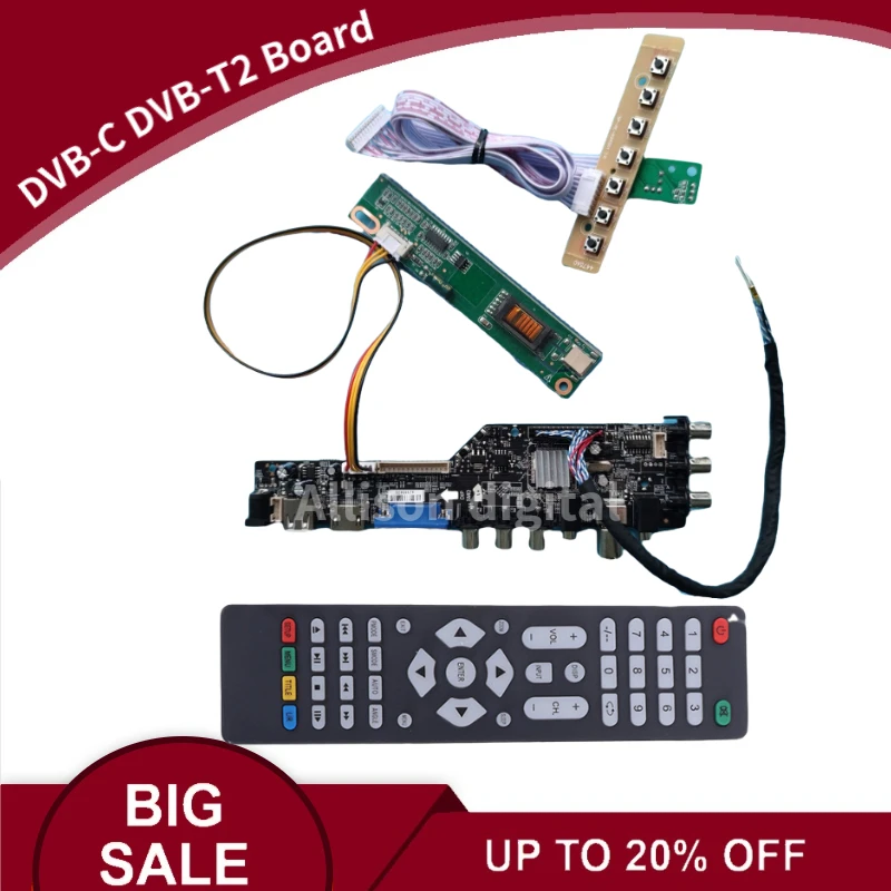 

DVB-T2/T DVB-C 3663 комплект ТВ-монитора для B154EW08 V1 V.1 ЖК-дисплей светодиодный экран HDMI + VGA + USB + Драйвер платы контроллера телевизора