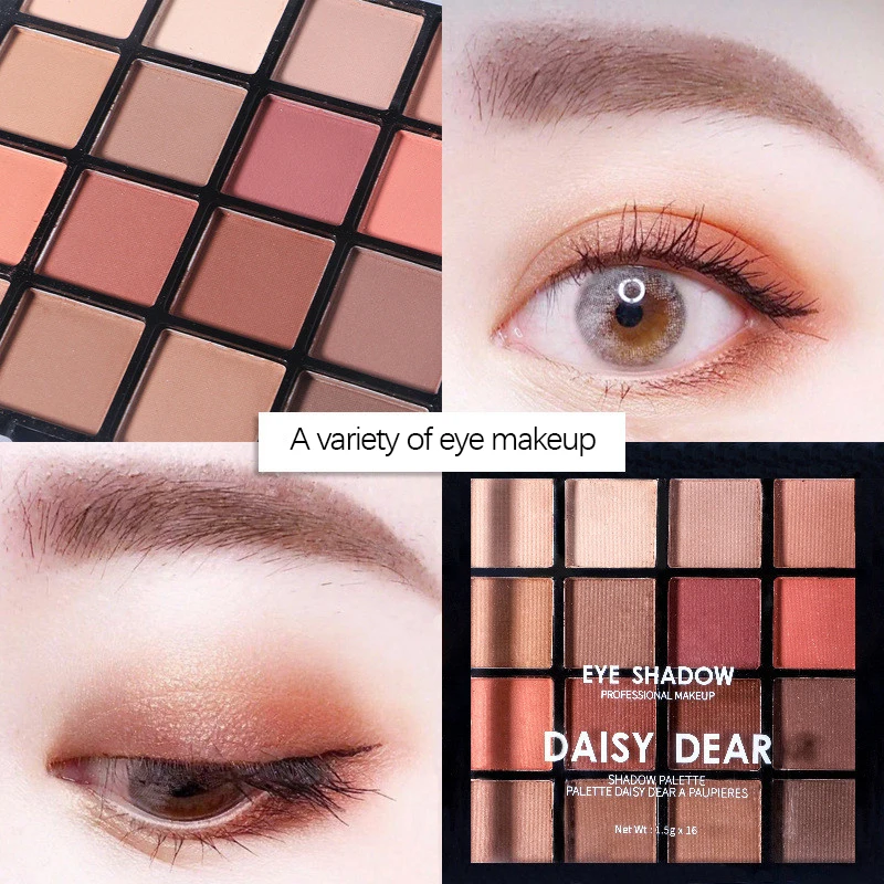 

16 Colors Shimmer Matte Eyeshadow Palette Waterproof Long-lasting Eye Shadow Pigment Earth Color Eyes Makeup Cosmetics TSLM1