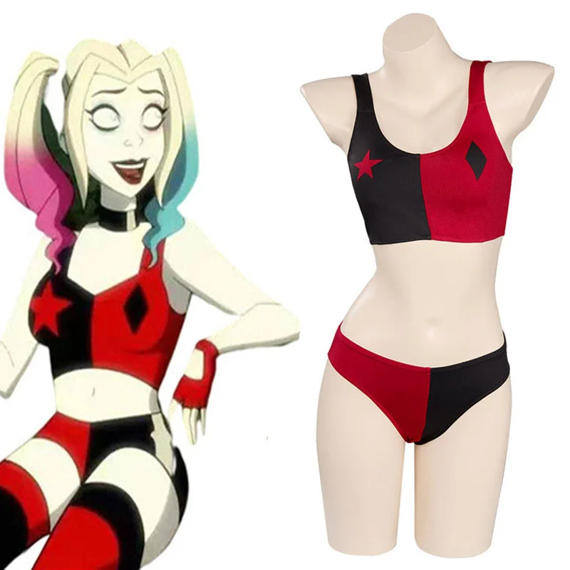 

Anime Apparel Bikini Quinn Girl Cosplay Clothing Swimsuit Beach Swimwear Underwear Bra Set for Women Accessories
