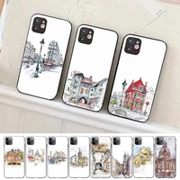 travelling world travel street painting phone case for iphone 11 12 13 mini pro xs max 8 7 6 6s plus x 5s se 2020 xr cover