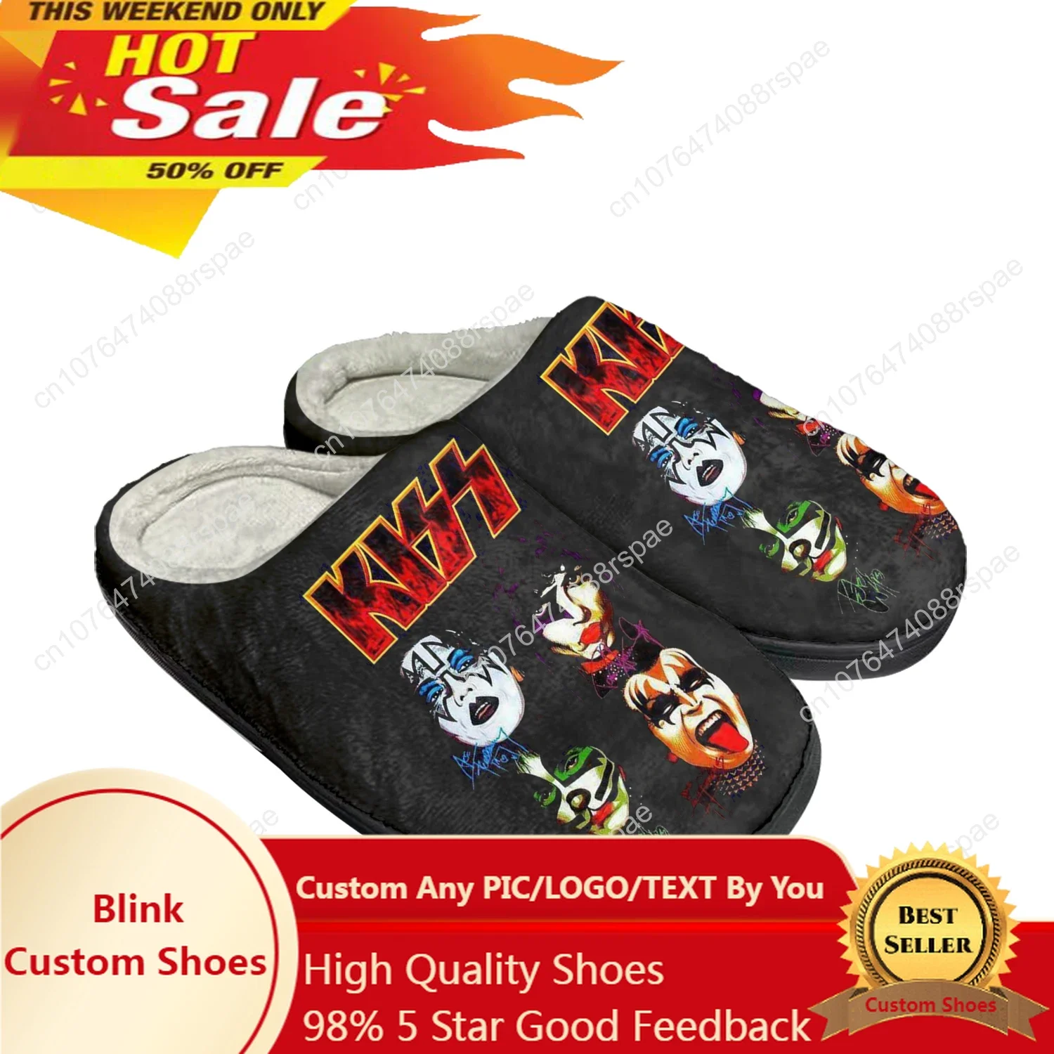 

Heavy Metal Rock Band Kiss Fashion Home Cotton Custom Slippers Mens Womens Sandals Plush Bedroom Keep Warm Shoe Thermal Slipper