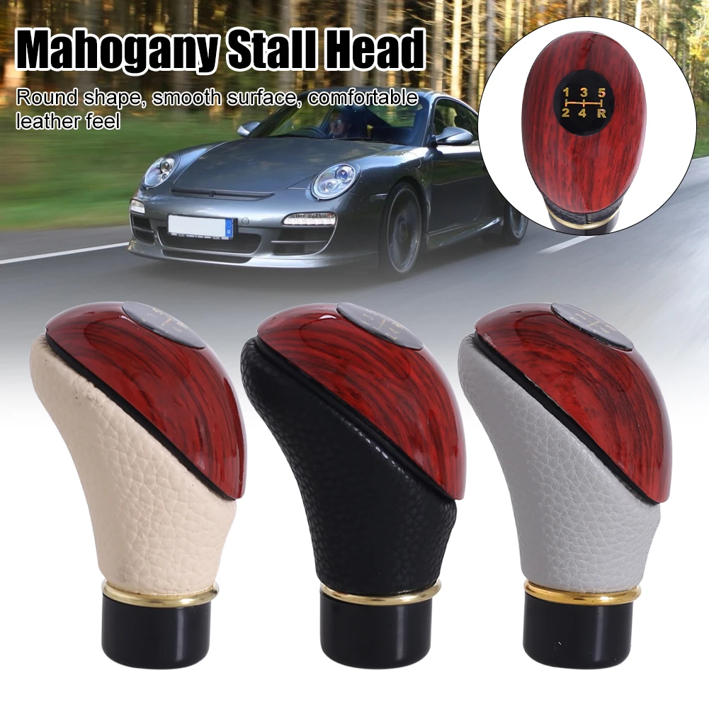 

Universal 10mm 5 Speed Car Gear Shift Knob Manual Transmission Shift Lever Handle Leather Peach Wood MT Shifter Stick Knob