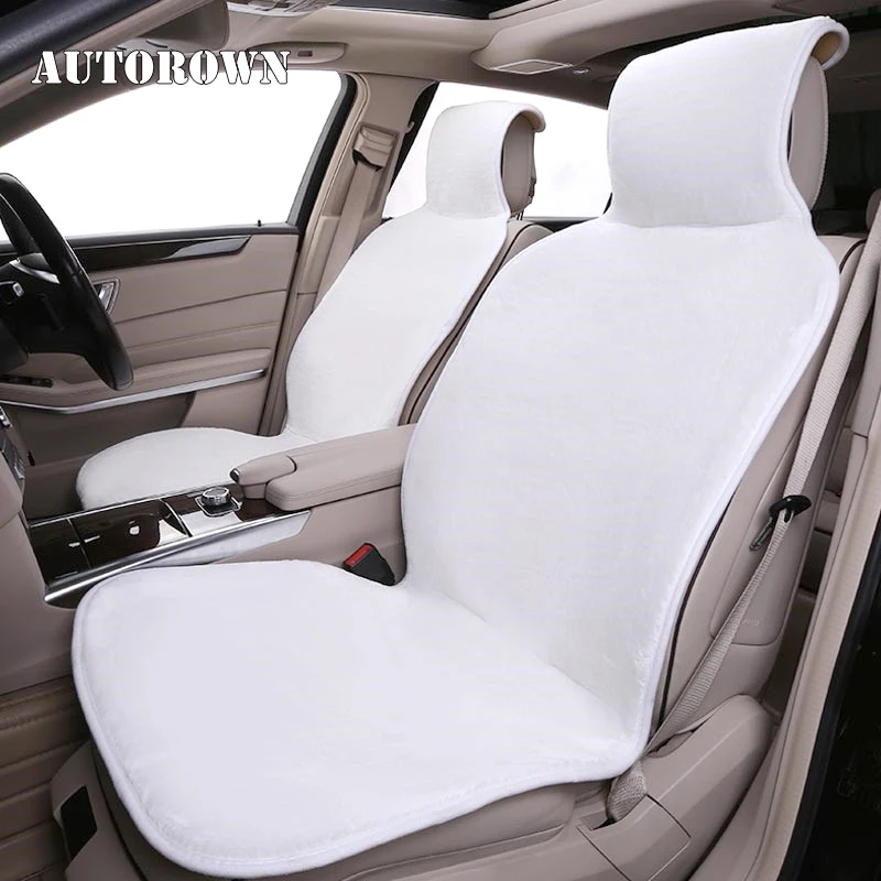AUTOROWN Faux Fur Car Seat Covers Winter Universal Car Seat Cushion For Toyota Hyundai Lexus Kia Lada Automobile Accessories