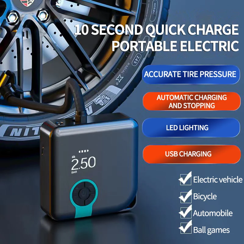 

Air Compressor Rechargeable Electric Portable Car Tire Inflator Pump for Motorcycle Bicycle Boat Auto Tyre Balloon Air Pump