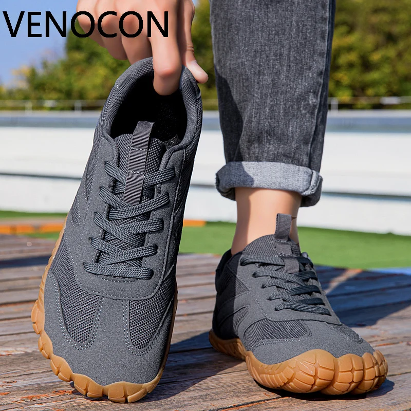 Фото Мужские кроссовки VENOCON для ходьбы босиком, с широким носком, минималистичным текстильным верхом, плоской подошвой, повседневная обувь для мужчин №2