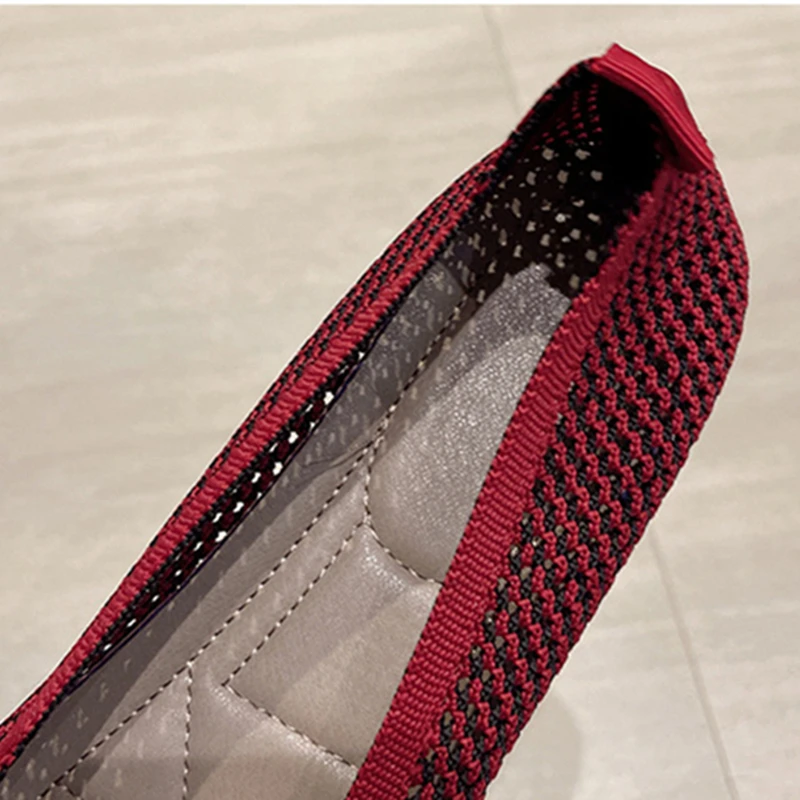 All-match Knitted Breathable One Pedal Shallow Mouth Shoes Flats Soft Surface Shoes Comfortable Women's Loafers Zapatillas Mujer