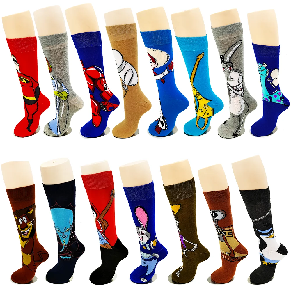 

3Pcs Funny Socks Men Cartoon Character Print Anime Women Novelty Crazy Sokken Fashion Casual Cosplay Cotton Happy Socks