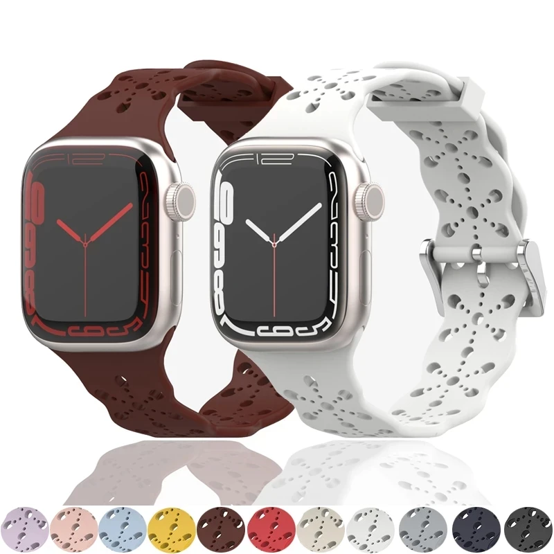 

Silicone Band For Apple Watch 7 45 mm 41mm 44mm 40mm Watchband Belt Bracelet Accessories for Iwatch Strap 4 5 6 SE 7 38MM 42 MM