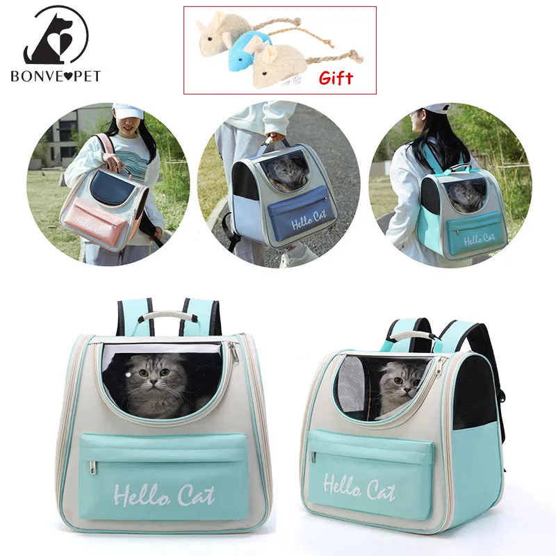 

Outdoor Breathable Cat Backpack Oxford Carrier For Cats Bag Handheld Pet Dog Carrier Cat Accessories With Storage Bags