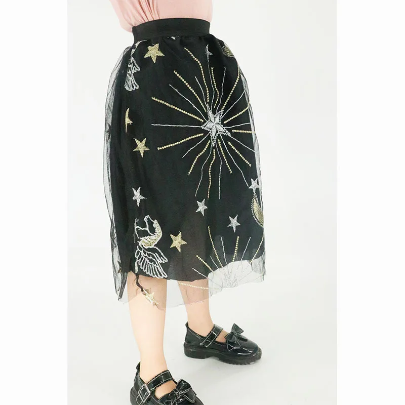 

Embroidery pegasus pattern skirts A-word skirt children's wear Kids Dress