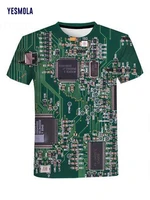 summer mens t shirt electronic chip hip hop t shirt men women 3d machine printed oversized t shirt harajuku style tee tops