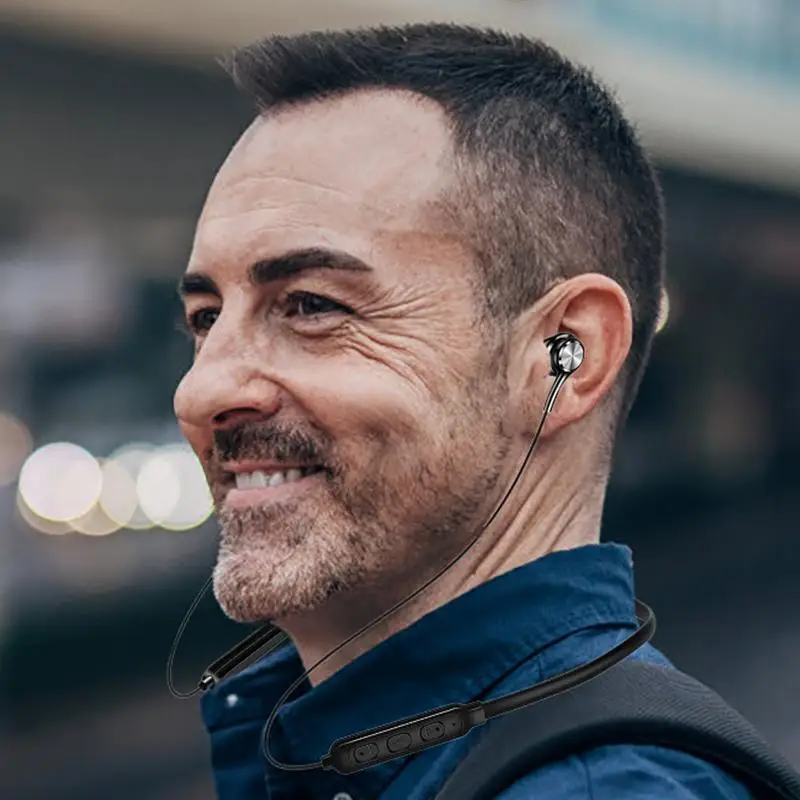 Беспроводные Bluetooth-совместимые наушники стереофонический шейный ремешок с