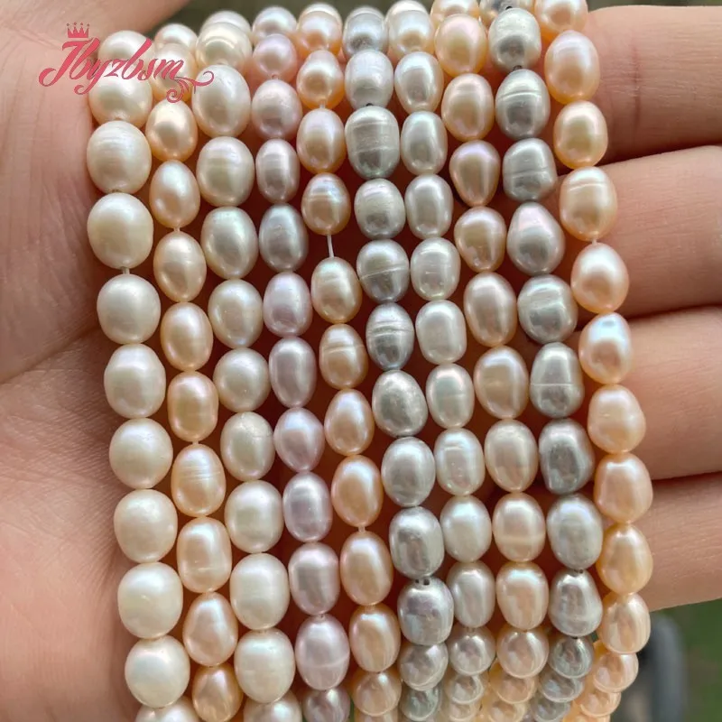 

Natural Beads Freshwater Pearl Cultured Oval Loose Smooth Stone Beads Strand 15 Inch 5-6mm DIY Necklace Bracelets Jewelry Making