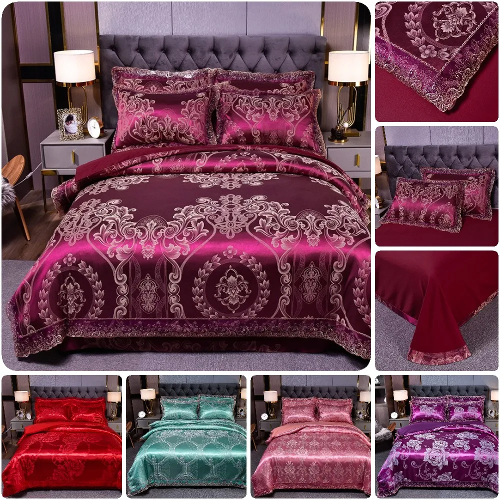 Роскошный Домашний Комплект постельного белья из сатина и жаккарда гладкая