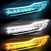 2x start scan led car drl daytime running lights auto flowing turn signal guide thin strip lamp styling auto accessories