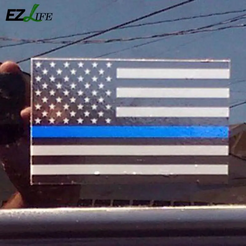 

6.5 * 11.5CM Police Officer Blue Line American Flag Stickers Sticker Decal Decorative Creative Bicycle Decoration P0Q5