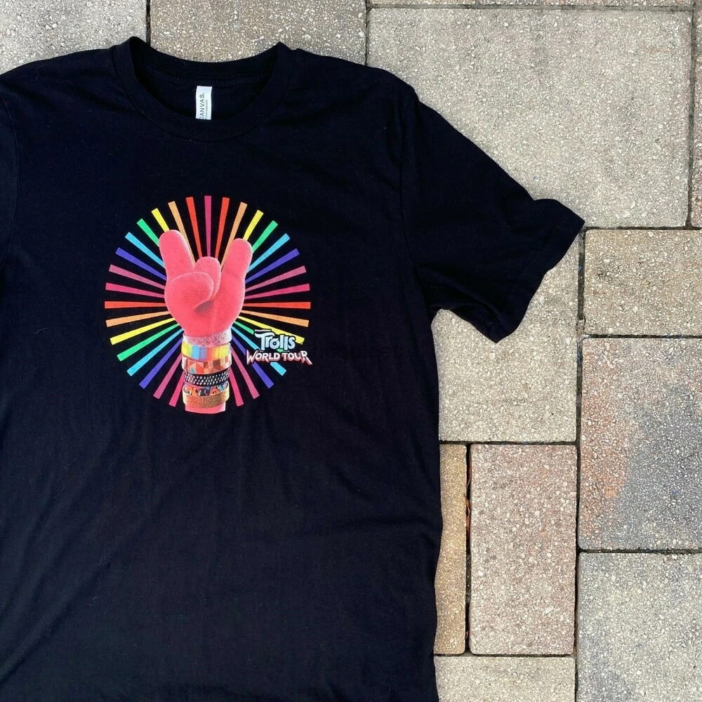 Футболка из черного хлопка с изображением троллей