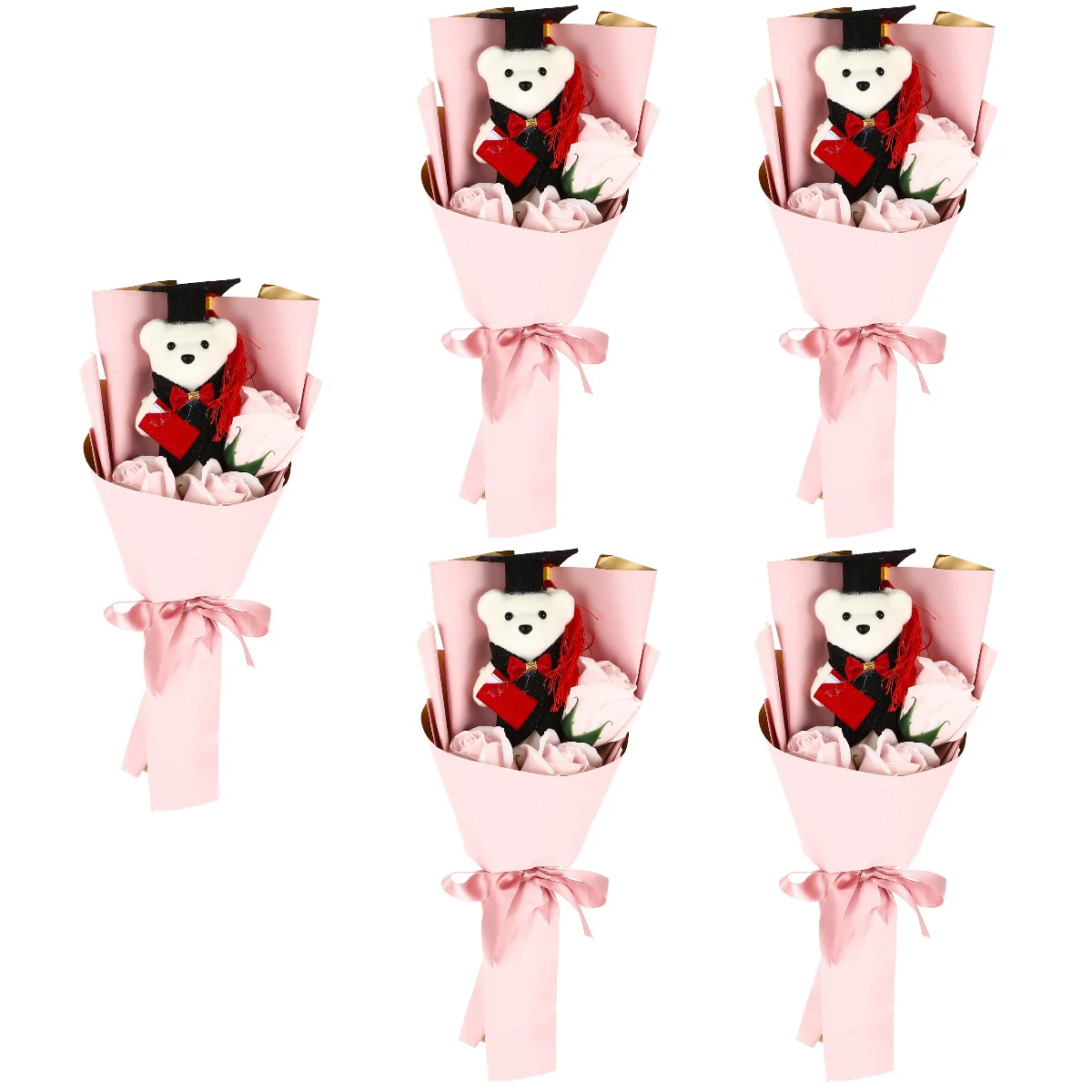 

Мыло доктор Медведь, 5 штук, букет цветов, выпускной сезон, нежный искусственный декор, Подарочная коробка, пенопластовые искусственные цветы для мам, оптом