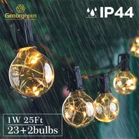 25ft outdoor waterproof led string light ip44 pet plastic shell copper wire g40 1w ball lamp patio fairy string light decoration