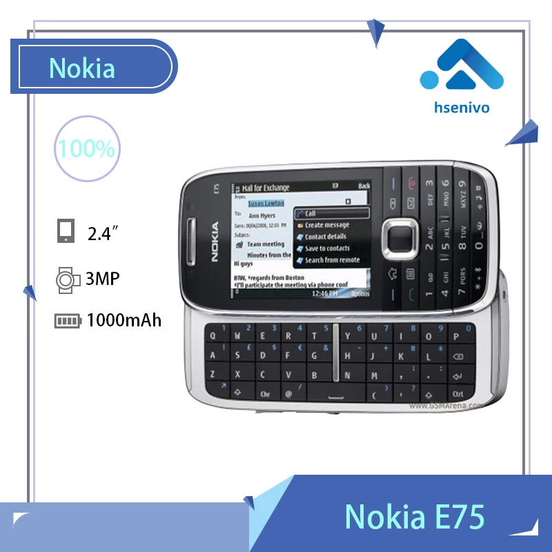 

Nokia E75 Refurbished-Original Unlocked Nokia E75 Slide 2.4' inch GSM 3G Symbian mobile phone with A-GPS WIFI FM