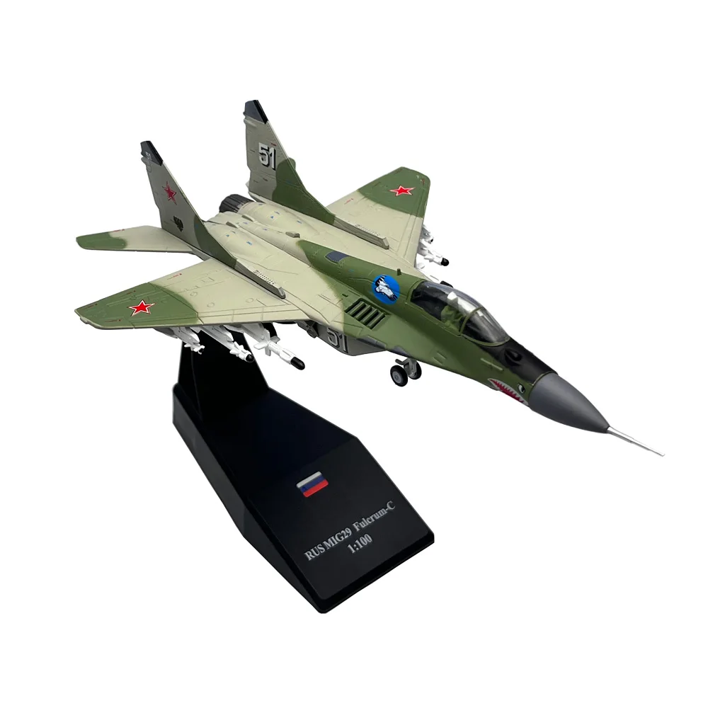 Фото Модель российского боевого самолета MIG-29 Mig29 Fulcrum C Fighter, Коллекционная модель готового самолета из литая металла в сборе, подарок или игрушка, масштаб 1/100 №1