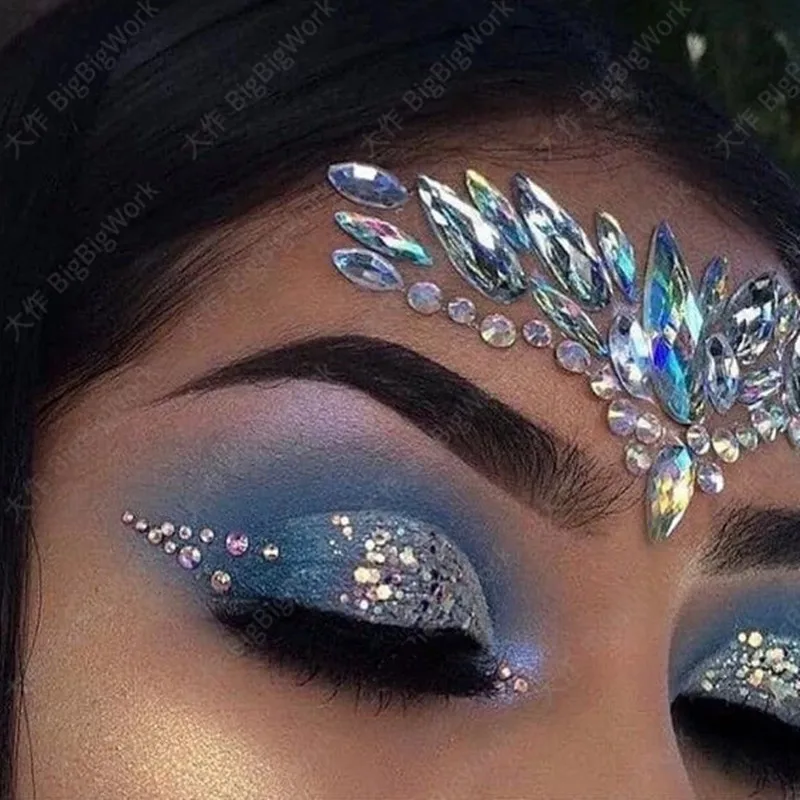 

Fashion Masquerade Face Decoration 3D Resin Rhinestones Eyebrow Diamond Sticker Jewel Face Sticker DIY Star Party Makeup