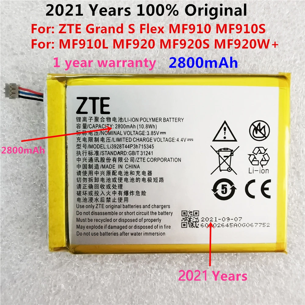 

Original 2800mAh LI3820T43P3h715345 Battery For ZTE Grand S Flex / For ZTE MF910 MF910S MF910L MF920 MF920S MF920W+ Battery