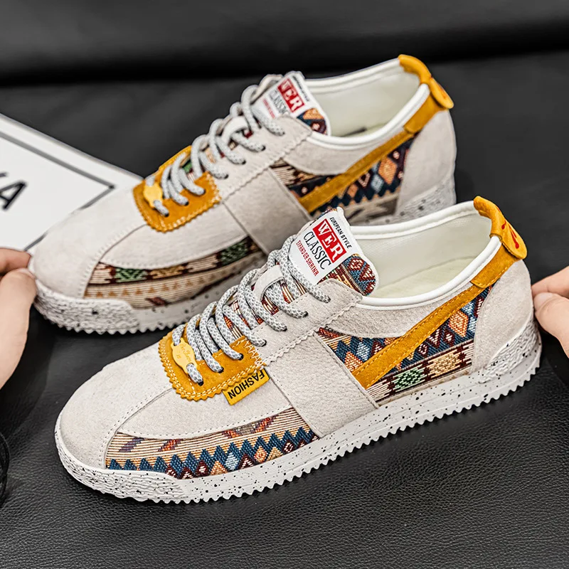 Мужские холщовые кроссовки повседневная обувь на шнуровке с вышивкой удобные