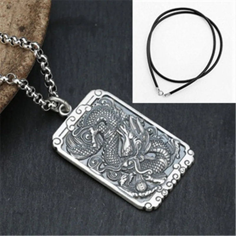 Властное ожерелье с квадратным кулоном в виде дракона мужское ретро-стиле