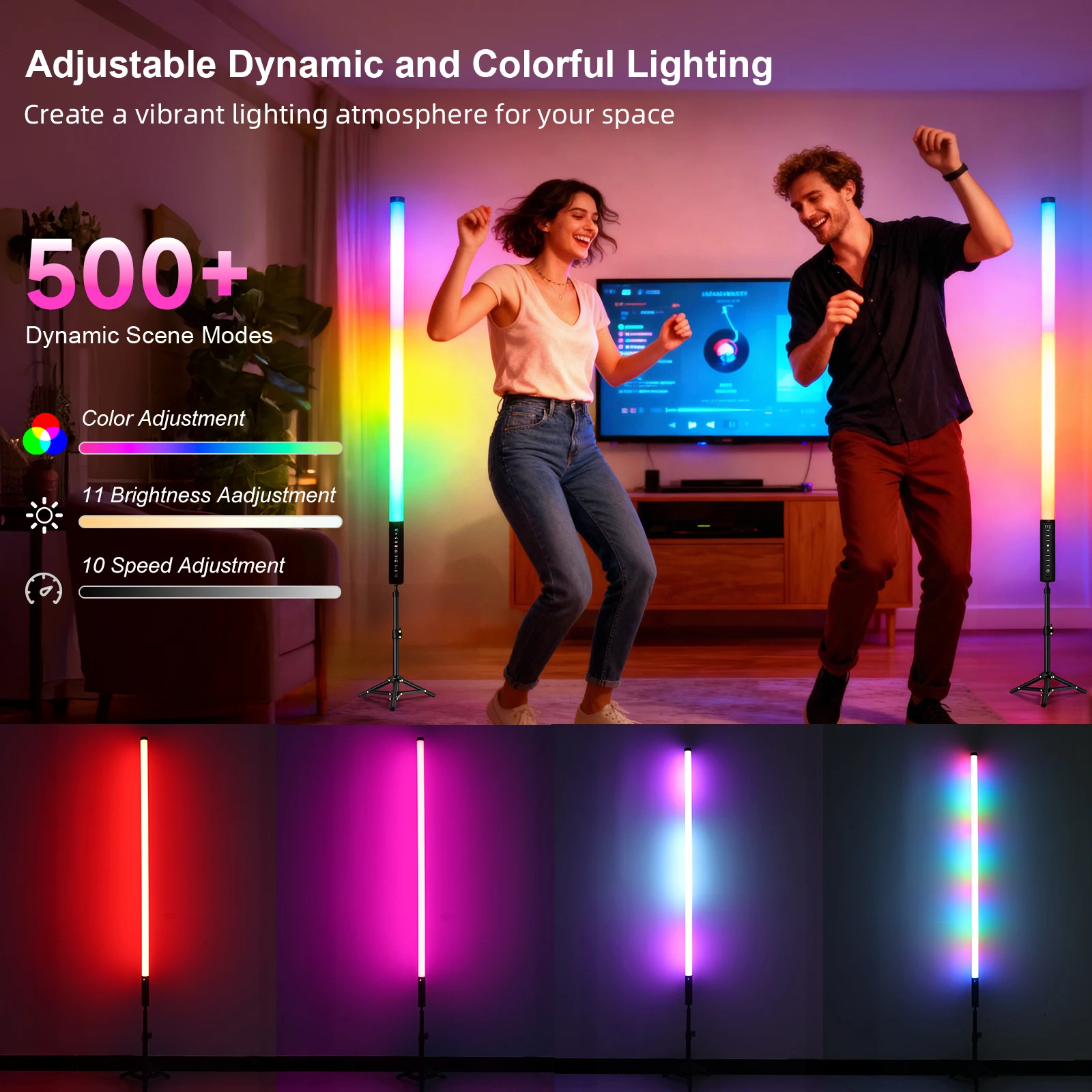Фото LUXCEO 90 см RGB светодиодный светильник, синхронизация музыки, меняющая цвет, осветительная трубка с перезаряжаемой батареей для DJ Stage Event Party Decor №2