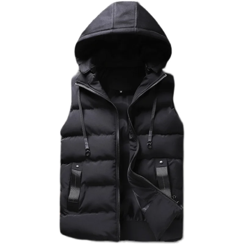 

New men's vest jacket winter waterproof warm sleeveless men's jacket fashion hooded casual vest men's autumn thickened vest