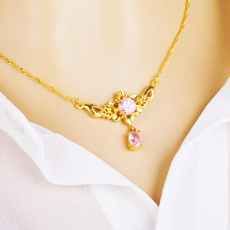 

Simple and generous crystal zircon gold-plated sunflower pendant collarbone chain wedding Valentine's Day birthday jewelry