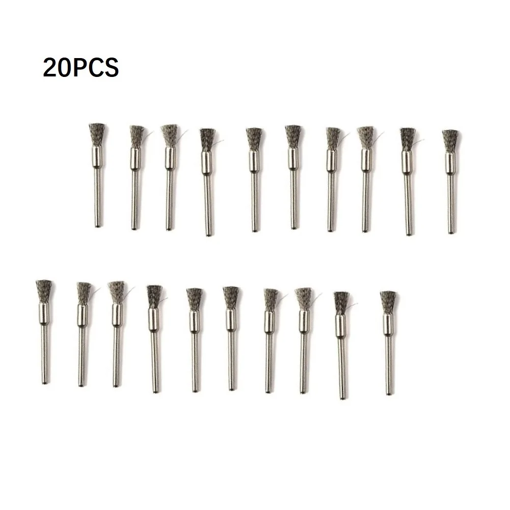 

20pcs/set Stainless Steel Wire Brush Set 3mm Shank Cleaning Brush For Derusting Rotary Tool Metalwokring Polishing Tools