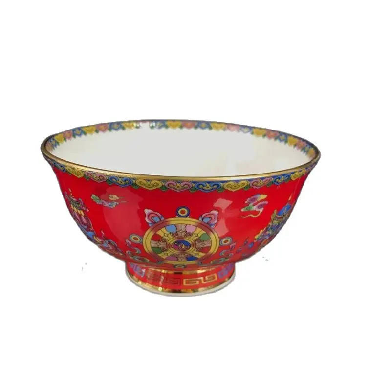 

Собирать чашу фарфоровые золотые пастельные восемь сокровищ узорные чаши для риса из деревенской местности Пекин старая вещь