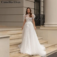 elegant princess a line wedding dresses for women spaghetti straps bridal dress appliques backless bride gown vestidos de novia
