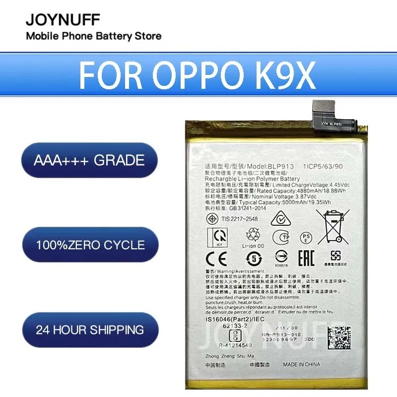 

New Battery High Quality 0 Cycles Compatible BLP913 For OPPO K9X moblie phone Replacement Lithium Sufficient Batteries+tools kit