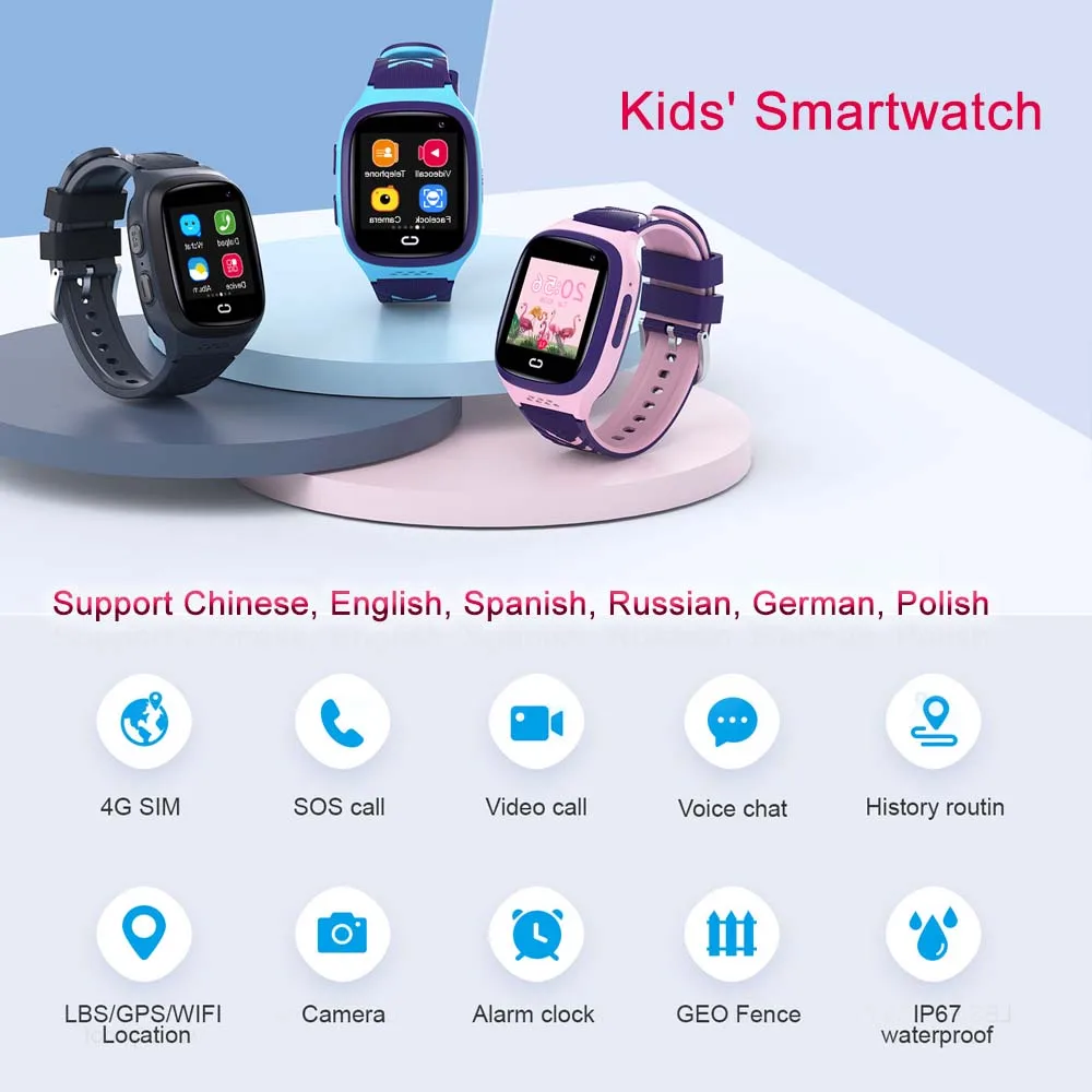 

Kids' Smartwatch 4G Kids Smart Watch WIFI GPS AGPS Tracker SOS HD Video Call Touch Screen IP67 Waterproof For Boy Girl Gift
