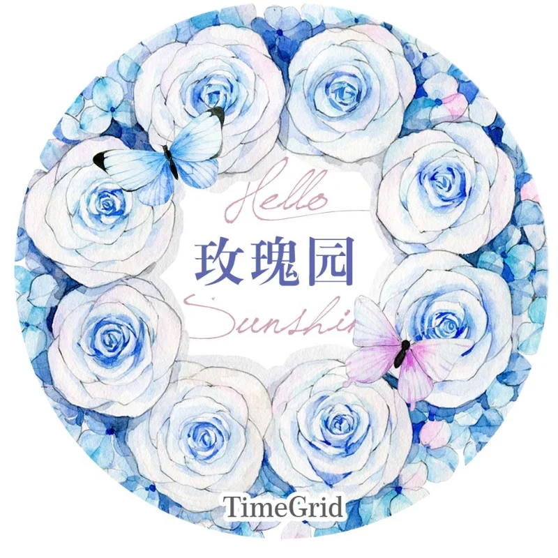 

10 Meter Blue Rose Garden Washi Tape Journal Paper PET Stickers TimeGrid