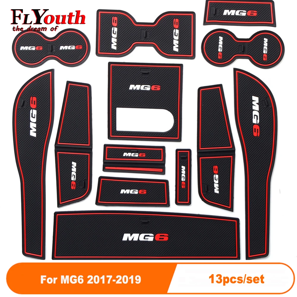 

13pcs/set Car Door Groove Mat For MG6 2017 2018 2019 Auto Anti-Slip Cup Mat Non Slip Door Gate Pad Car Accessories