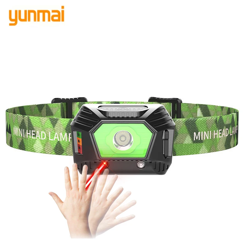 

XP-G Q5 Led Powerful USB Rechargeable Headlight Head Waterproof Lamp White Red Lighting Built-in Battery Led Headlamp Sensor