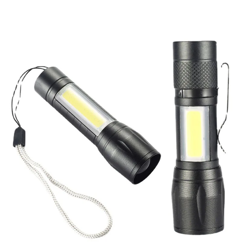Led Portable Mini FlashlightAluminum Alloy Telescopic Focusing Zoom COB Lamp  Adjustable Penlight Waterproof For Outdoor