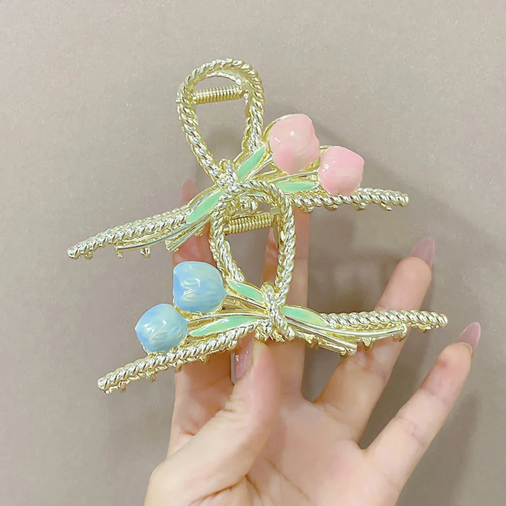 

Elegant Tulip Flower Metal Hair Clips for Women Hairpins Large Shark Hair Claw Clamp Girls Hair Accessories Catch Clip