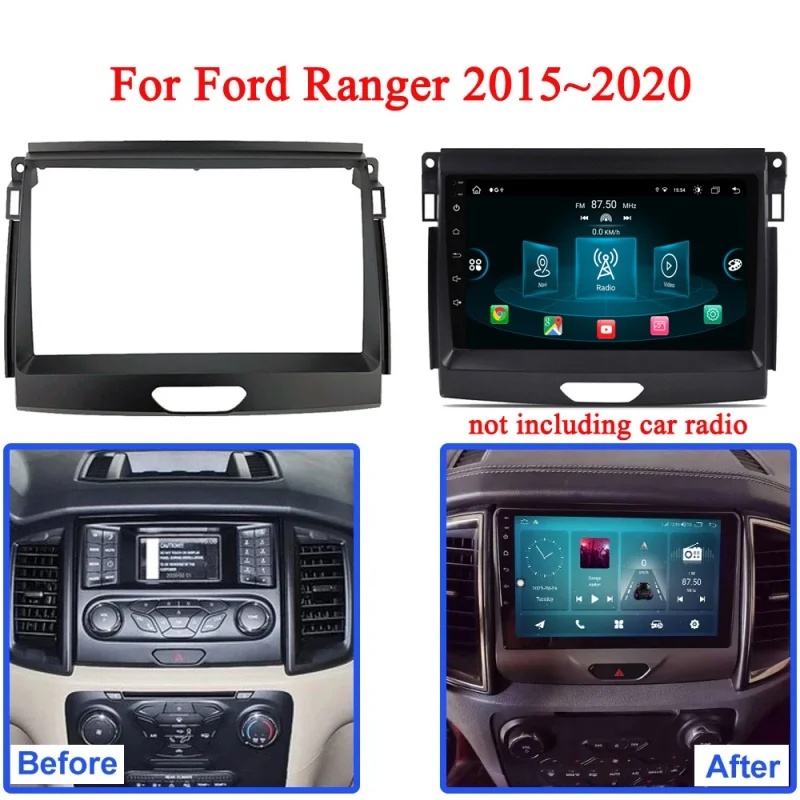 

9inch 2din universal Car Radio Fascia Frame for Ford Ranger EDGE Everest Pickup 2014-2020 car Panel Dash Kit Trim Bezel Fascias